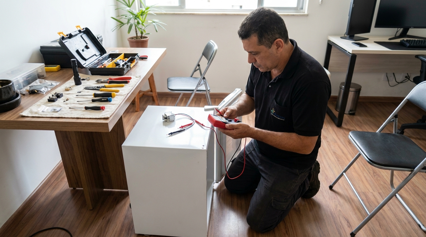 Reparo da placa eletrônica de frigobar em Blumenau‑SC